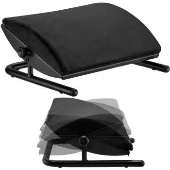 MOZOS FS3 ergonomische voetsteun voor kantoor, zwart, in hoogte verstelbaar 110-170 mm, kanteling tot 30°, antislip oppervlak