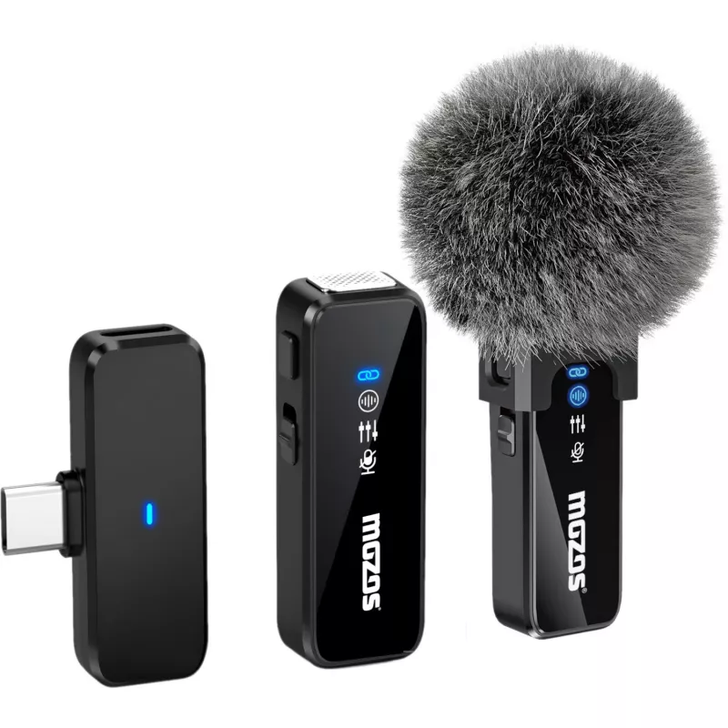 MOZOS MX2-DUAL draadloze lavalier-microfoonset voor smartphones, 2 microfoons, 2,4 GHz, USB-C