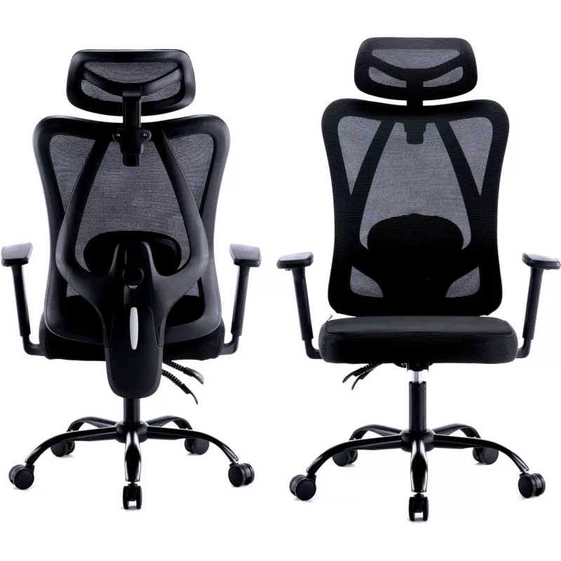 MOZOS ERGO-X Ergonomische bureaustoel met verstelbare lendensteun en hoofdsteun, zwart