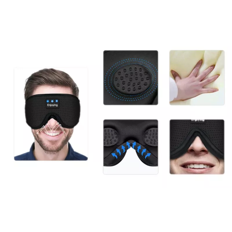 MOZOS LC001-V2 Bluetooth-slaapmasker met stereoluidsprekers, zwart