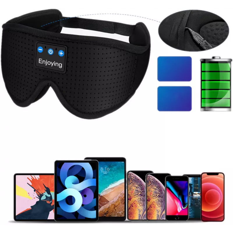 MOZOS LC001-V2 Bluetooth-slaapmasker met stereoluidsprekers, zwart