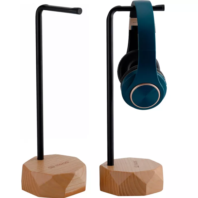MOZOS HS-PRO-LIGHT Hoofdtelefoonstandaard van hout, essenhout en ijzer, 35 cm, lichtbruin
