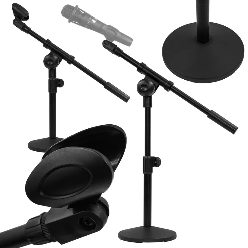 MOZOS SM807 Desktop-microfoonstandaard studiomicrofoonstandaard met zware ronde basis, zwart