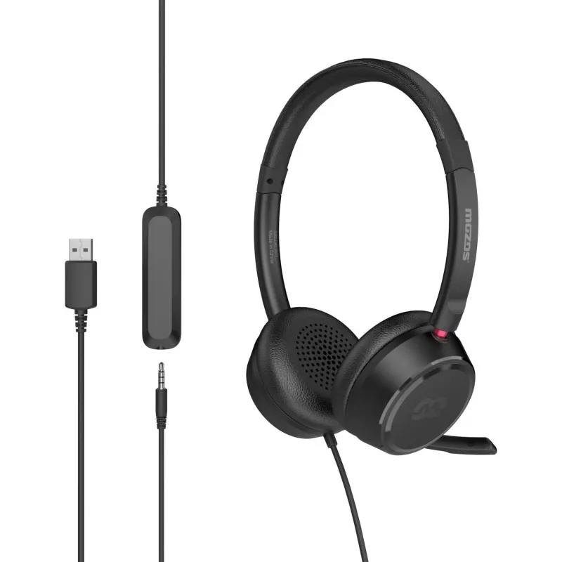 MOZOS KL201 USB-headset met microfoon, on-ear, zwart