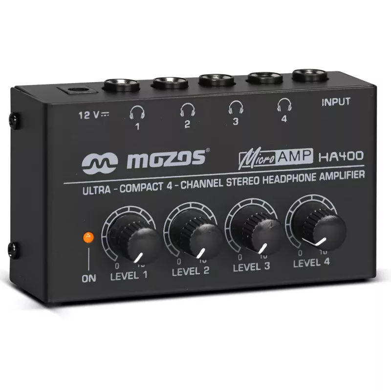 MOZOS HA400 4-kanaals stereo hoofdtelefoonversterker