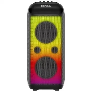 TONSIL Party Dance 1600 draagbare Bluetooth-partyluidspreker met LED-verlichting, karaoke, 1600W PMPO, 80W RMS, 10 inch woofer, TWS, FM-radio, microfoon en afstandsbediening