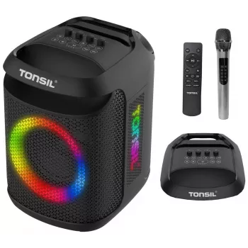 Tonsil Party Dance 800 draagbare Bluetooth-partyluidspreker met karaoke, disco-led, 80 W RMS, 2x8 inch woofers, zwart