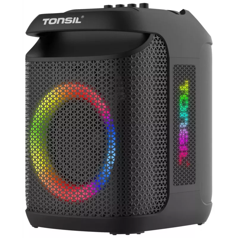Tonsil Party Dance 800 draagbare Bluetooth-partyluidspreker met karaoke, disco-led, 80 W RMS, 2x8 inch woofers, zwart