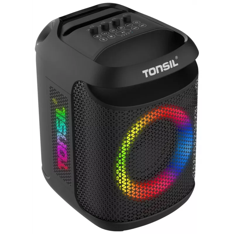 Tonsil Party Dance 800 draagbare Bluetooth-partyluidspreker met karaoke, disco-led, 80 W RMS, 2x8 inch woofers, zwart