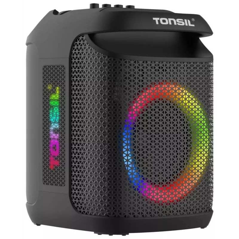 Tonsil Party Dance 800 draagbare Bluetooth-partyluidspreker met karaoke, disco-led, 80 W RMS, 2x8 inch woofers, zwart