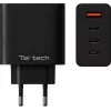 Teltech GaN USB / 3x USB-C 100W QC PD oplader zwart TCH-08