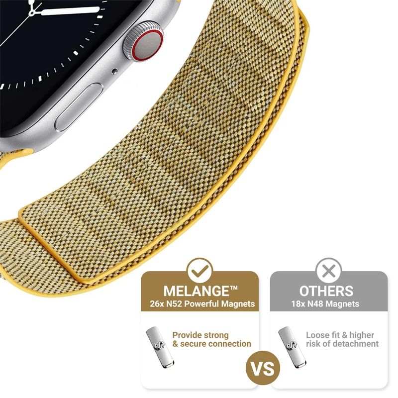 Crong Melange Magnetic Strap voor Apple Watch 38/40/41/42 mm (geel melange)