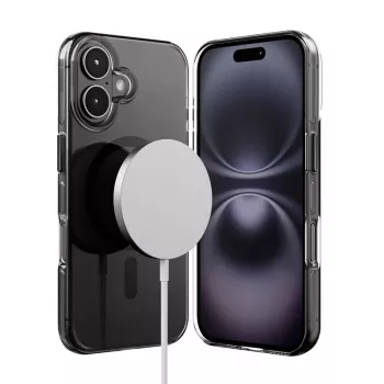Crong Clear MAG Pro Case voor Apple iPhone 16, MagSafe, zwart