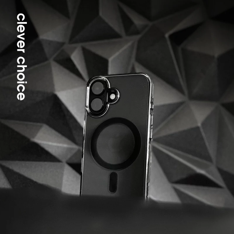 Crong Clear MAG Pro Case voor iPhone 16 Pro Max, MagSafe, zwarte rand