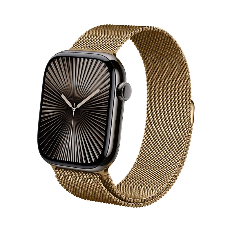 Crong Milano Steel RVS mesh-band voor Apple Watch 44/45/46/49 mm - roségoud