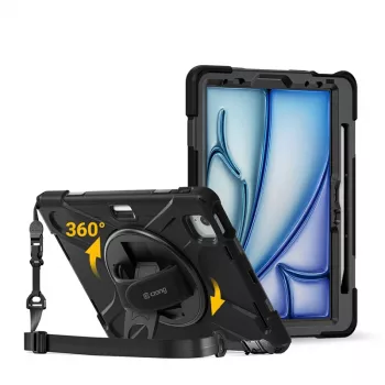 Crong Defender Plus hoes voor iPad Air 11 inch M3 (2025) / M2 (2024) zwart