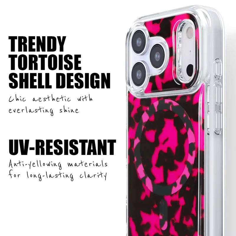 Crong Deluxe MAG Cover - achterkantbescherming voor Apple iPhone 17, MagSafe, roze schildpad