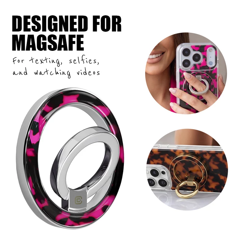 Crong Deluxe RING Holder - magnetische telefoonringhouder MagSafe (Pink Tortoise)