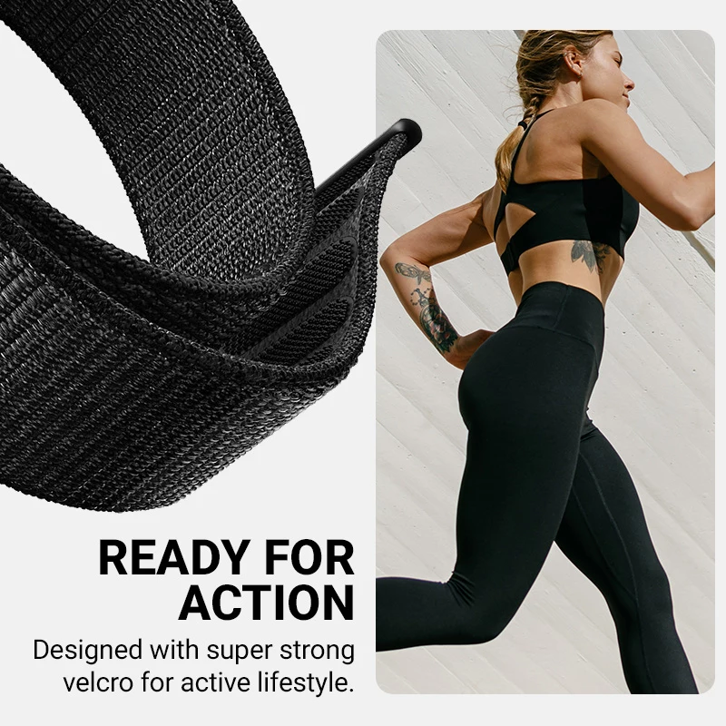 Crong Nylon Sport Loop voor Apple Watch 38/40/41/42 mm (Midnight Run)