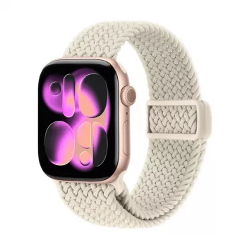 Crong Wave Band gevlochten nylon band voor Apple Watch 38/40/41/42 mm (beige)