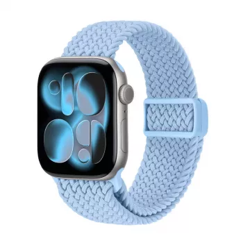 Crong Wave Band gevlochten nylon Solo Loop voor Apple Watch 38/40/41/42 mm blauw