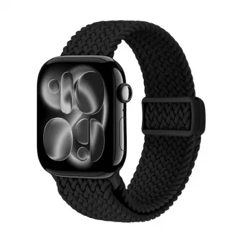 Crong Wave Band gevlochten band voor Apple Watch 38/40/41/42 mm (zwart)