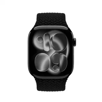 Crong Wave Band gevlochten band voor Apple Watch 38/40/41/42 mm (zwart)