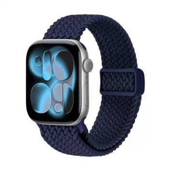 Crong Wave Band gevlochten stoffen band voor Apple Watch 38/40/41/42 mm (Navy Blue)