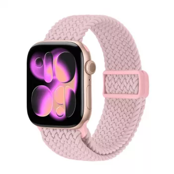 Crong Wave Band gevlochten nylon Solo Loop voor Apple Watch 38/40/41/42 mm roze