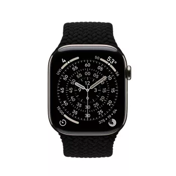 Crong Wave Band gevlochten nylon band voor Apple Watch 44/45/46/49 mm (zwart)