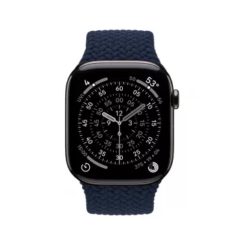Crong Wave Band gevlochten nylon Solo Loop voor Apple Watch 44/45/46/49 mm (Navy Blue)