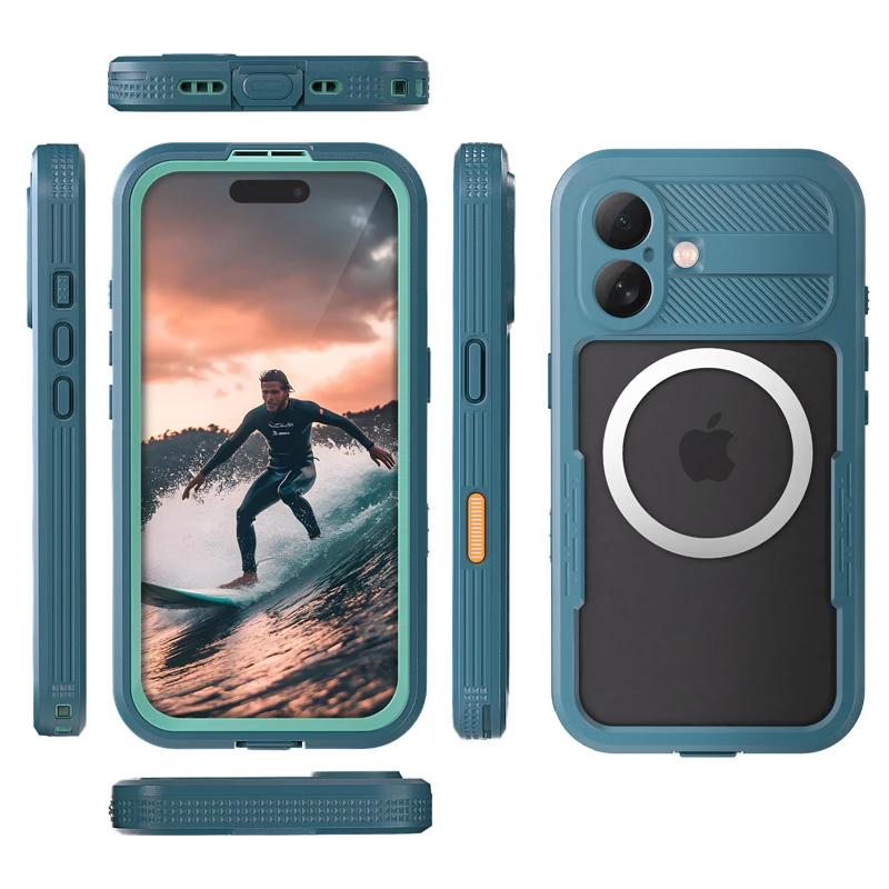 Crong Seal Cover IP68 waterdichte hoes voor Apple iPhone 17 - marineblauw