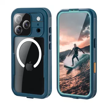 Crong Seal Cover IP68 waterdichte hoes voor Apple iPhone 17 Pro (marineblauw)