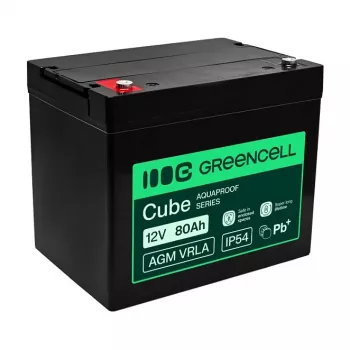 GREEN CELL Greencell AGM VRLA 12V 80Ah onderhoudsvrije batterij voor UPS, weegschalen, campers (260x168x216mm)