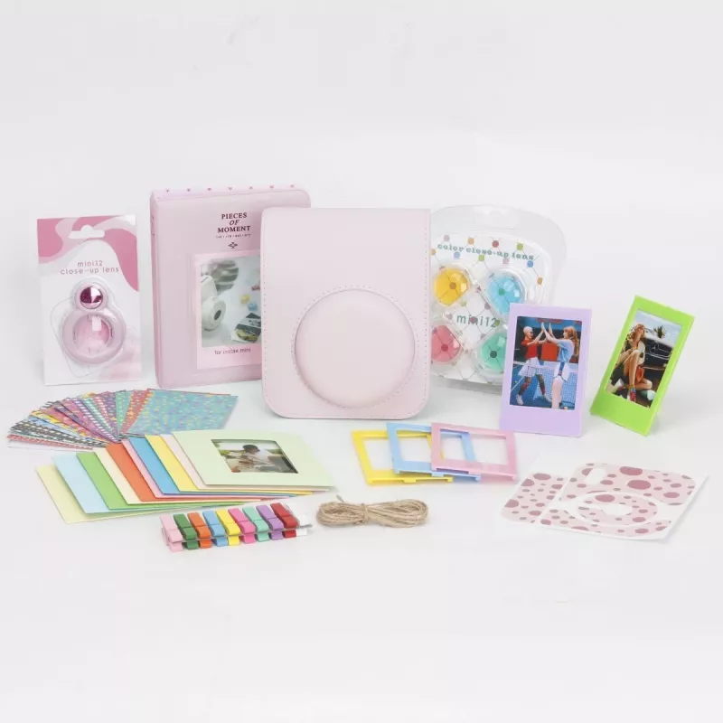LOVEINSTANT 8-in-1 accessoireset voor Fujifilm Instax Mini 12 - roze