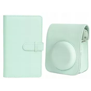 LOVEINSTANT hoesje en fotoalbum set voor Fujifilm Instax Mini 12 - groen (108 foto's)
