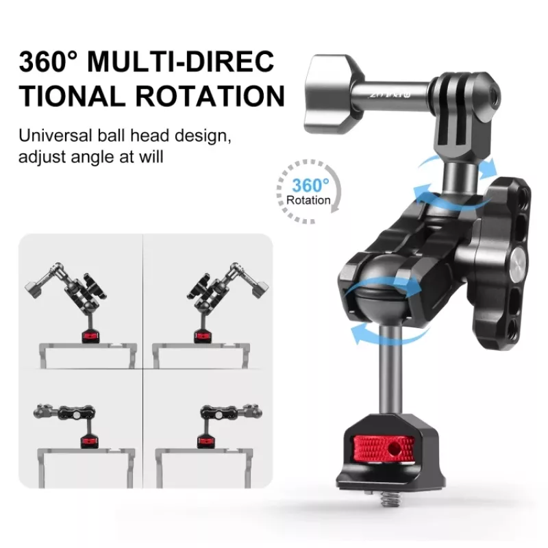 PULUZ Magic Arm 1/4 inch Mount voor GoPro / SJCAM / Xiaomi / DJI / Insta360 PU842B
