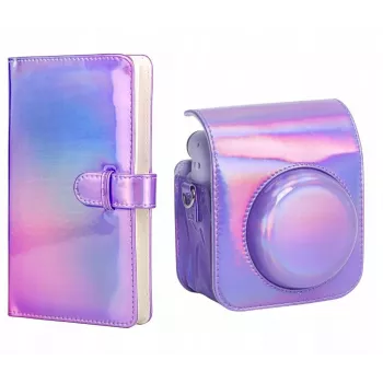 LOVEINSTANT hoesje voor Fujifilm Instax Mini 12 + fotoalbum voor 96 foto's / Sparkle Purple