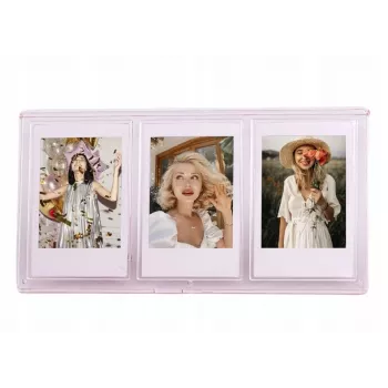 LOVEINSTANT fotolijst voor 3 foto's compatibel met Zink-papier / Fuji Instax Mini - roze