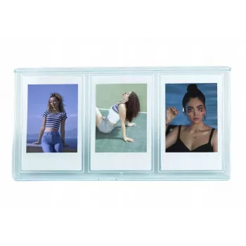 LOVEINSTANT fotolijst voor 3 foto's, compatibel met Fuji Instax Mini en Zink 2x3 inch-afdrukken - blauw