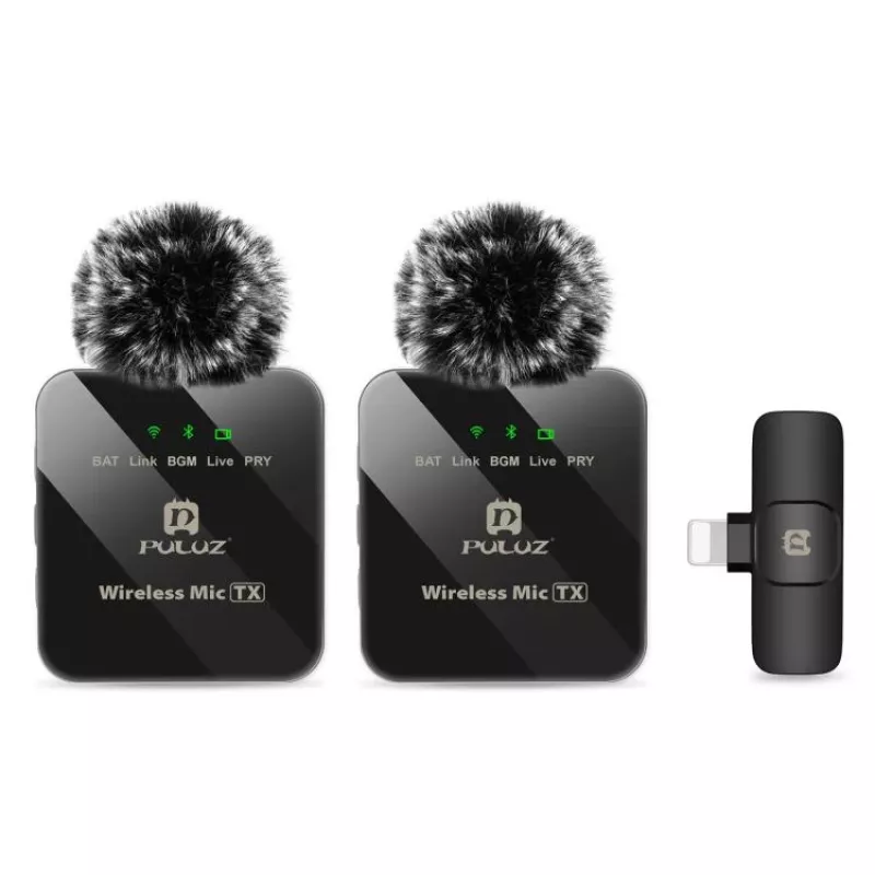 PULUZ PU647B 2x draadloze lavalier-microfoon voor iPhone Lightning