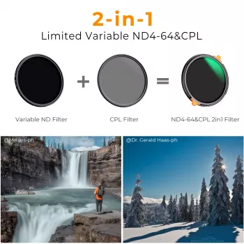 K&F Concept Nano-X Series 52mm hybride 2-in-1 filter CPL + variabel ND4-ND64 (KF01.1911)