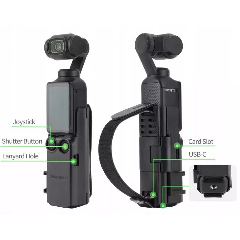 SUNNYLIFE beschermframe handgreep voor DJI Osmo Pocket 3 - zwart