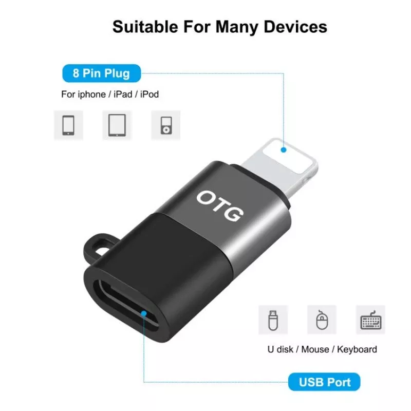 PULUZ Lightning naar USB-C OTG-adapter voor iPhone, zwart (PU649B)