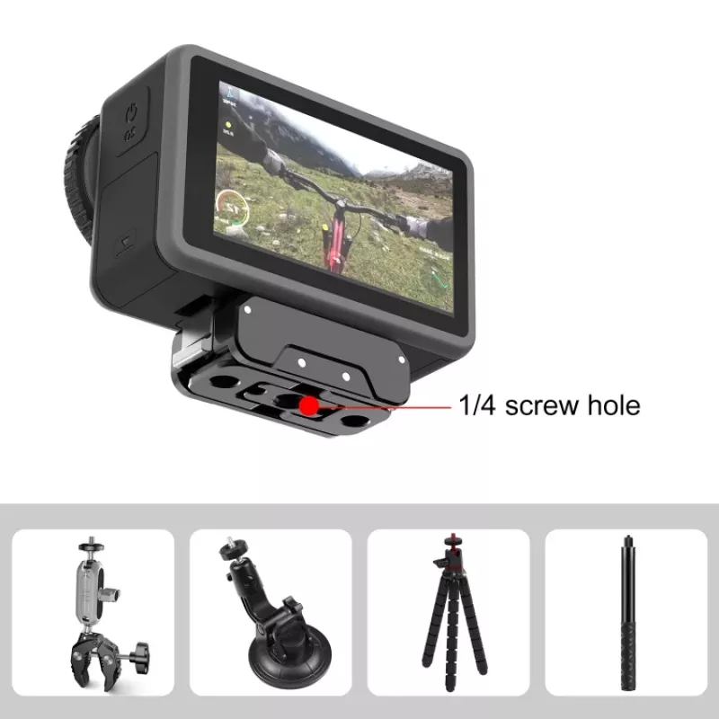 PULUZ PU995B adapterhouder 1/4 + GoPro-systeem voor DJI Osmo Action 4 / 3