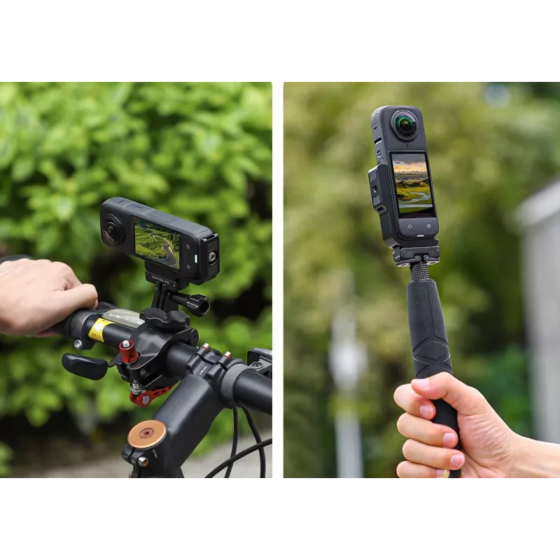SUNNYLIFE beschermende framecamera cage voor Insta360 X4 met 1/4 inch-schroefdraad en cold shoe mounts
