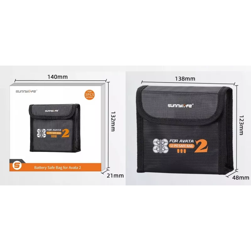 Sunnylife brandwerende tas voor 3x DJI Avata 2 accu's AT2-DC783-3