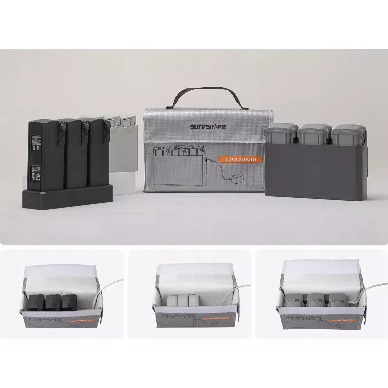 SUNNYLIFE Hardcase voor 3x drone-accu's en oplader compatibel met DJI Mini 4K, Air 3, Avata 2, DC830-S