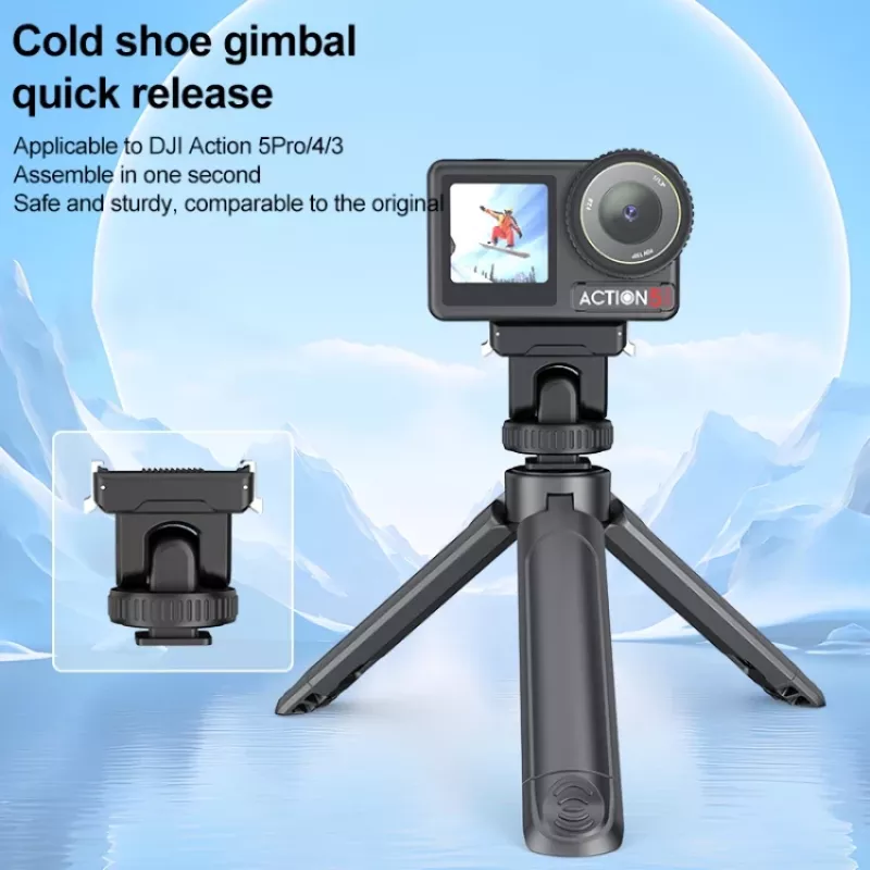PULUZ Quick Release Mount Adapter 1/4 inch Schroefdraad Cold Shoe voor DJI Osmo Action 3/4/5 Pro PU727B