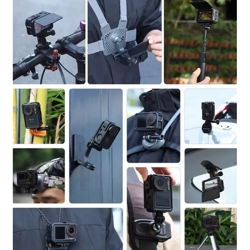 SUNNYLIFE frame mount + lens cover voor DJI Osmo Action 5 Pro / 4 / 3 - zwart